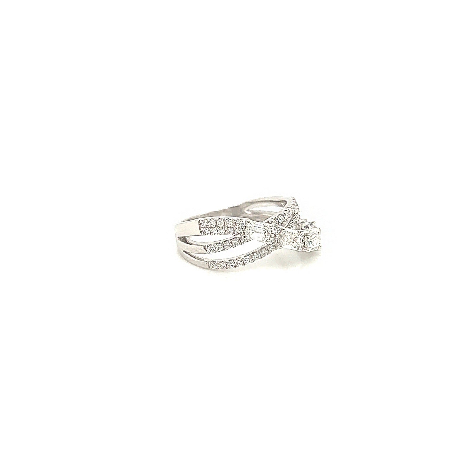 1.30 Total Carat Mixed Cut Diamond Triple Band Ladies Ring