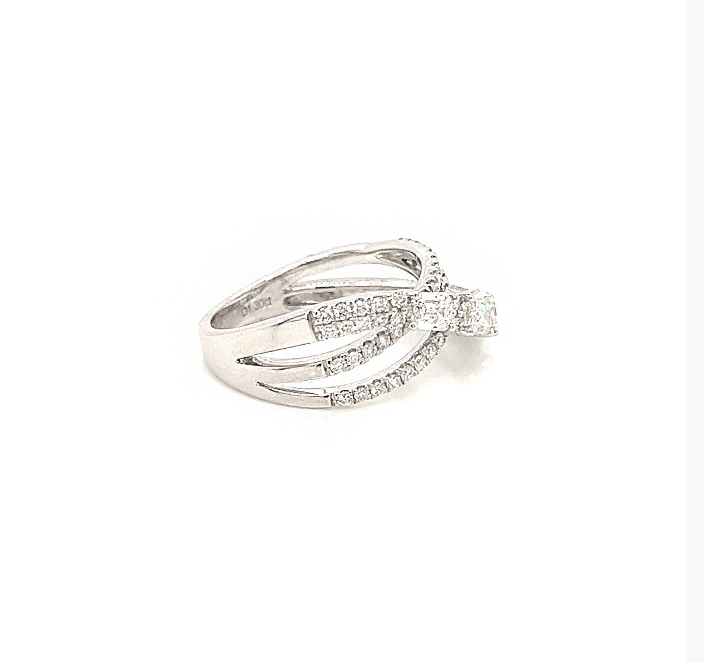 1.30 Total Carat Mixed Cut Diamond Triple Band Ladies Ring