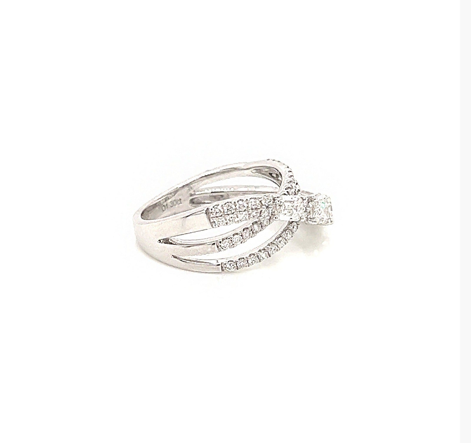 1.30 Total Carat Mixed Cut Diamond Triple Band Ladies Ring