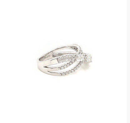 1.30 Total Carat Mixed Cut Diamond Triple Band Ladies Ring