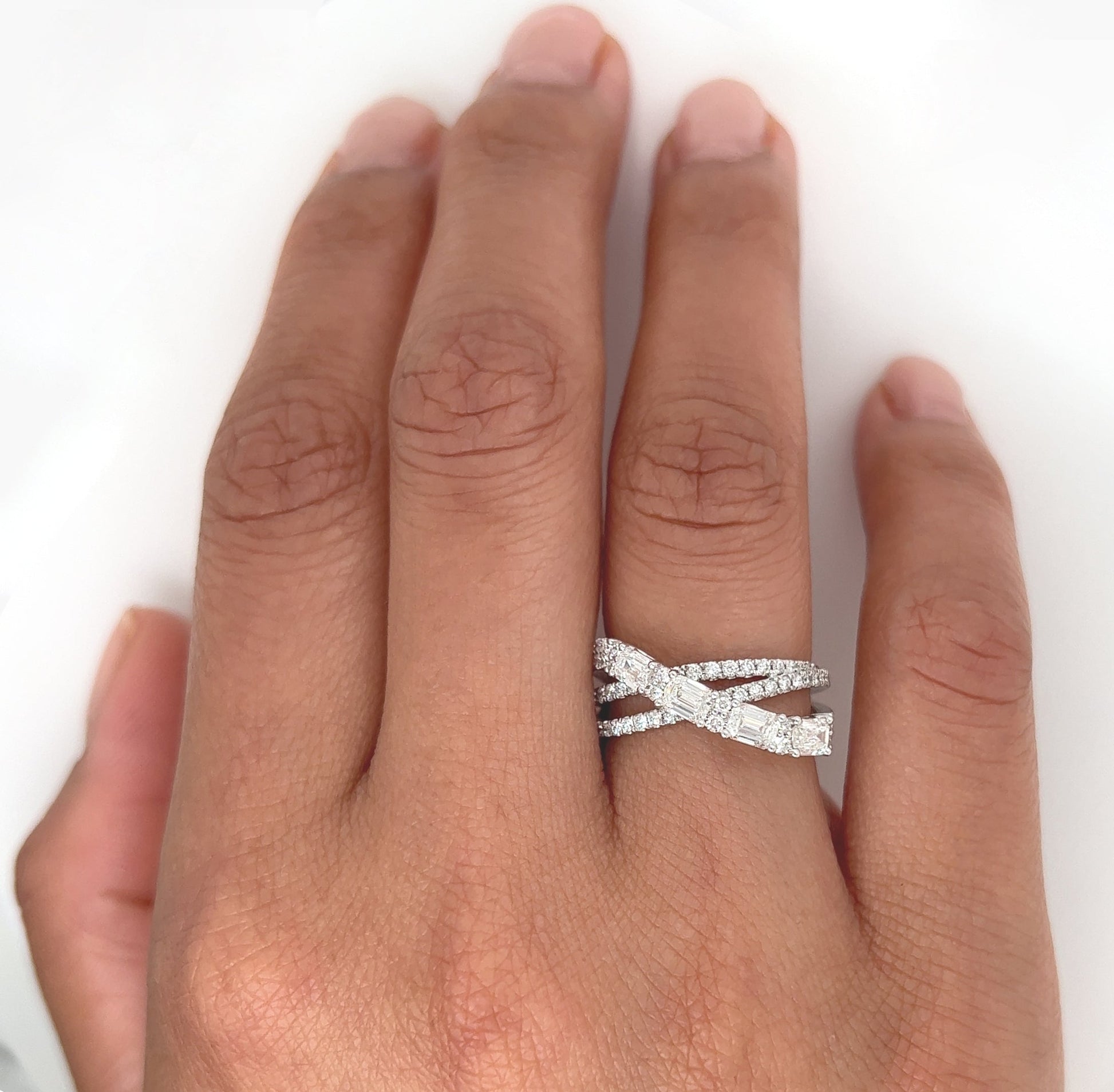 1.30 Total Carat Mixed Cut Diamond Triple Band Ladies Ring