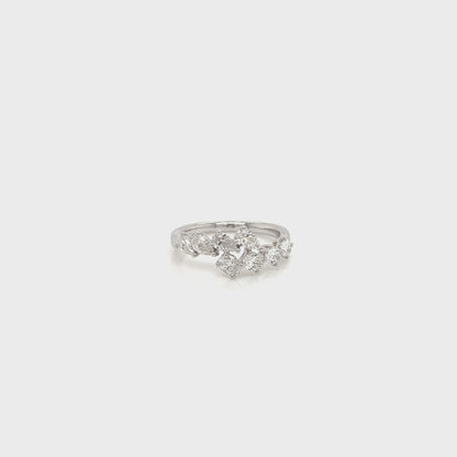 1.08 Total Carat Oval and Pear Cut, Split Shank Diamond Ring