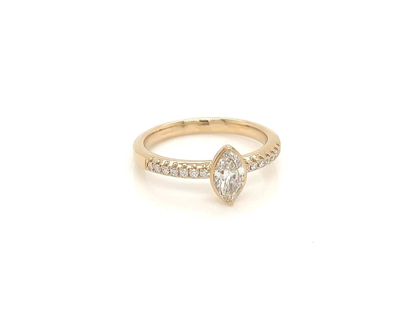 0.51 Total Carat Marquise Diamond Ladies Ring in Yellow Gold Band