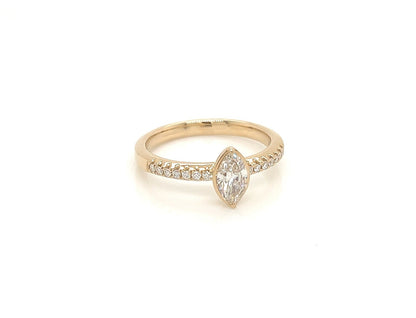 0.51 Total Carat Marquise Diamond Ladies Ring in Yellow Gold Band