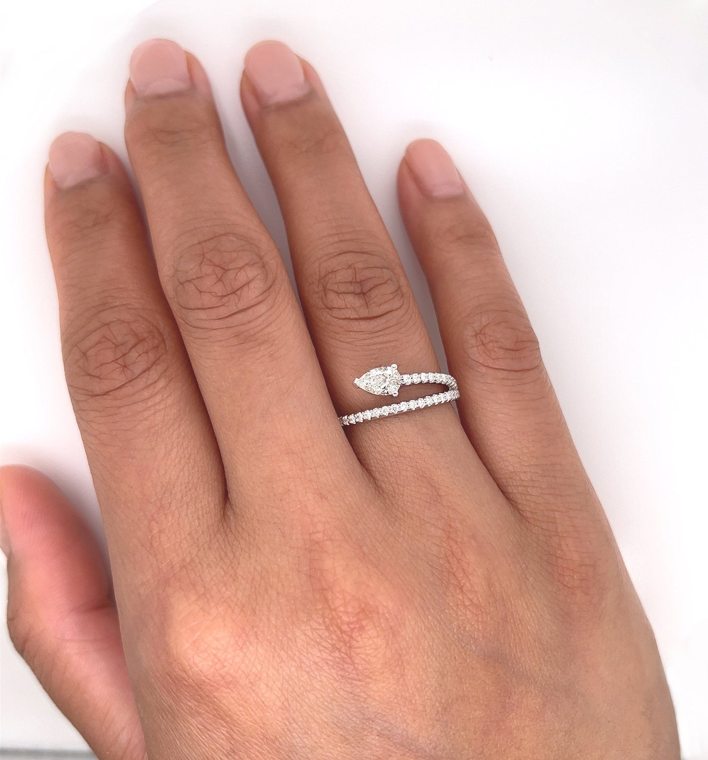 0.60 Total Carat Pear Cut Diamond Ladies Ring