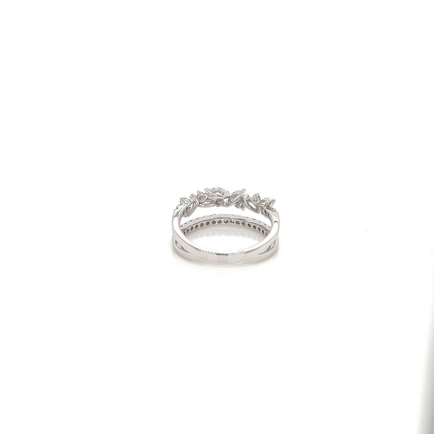 0.88 Total Carat Double Shank White-Gold Mixed Cut Diamond Ring