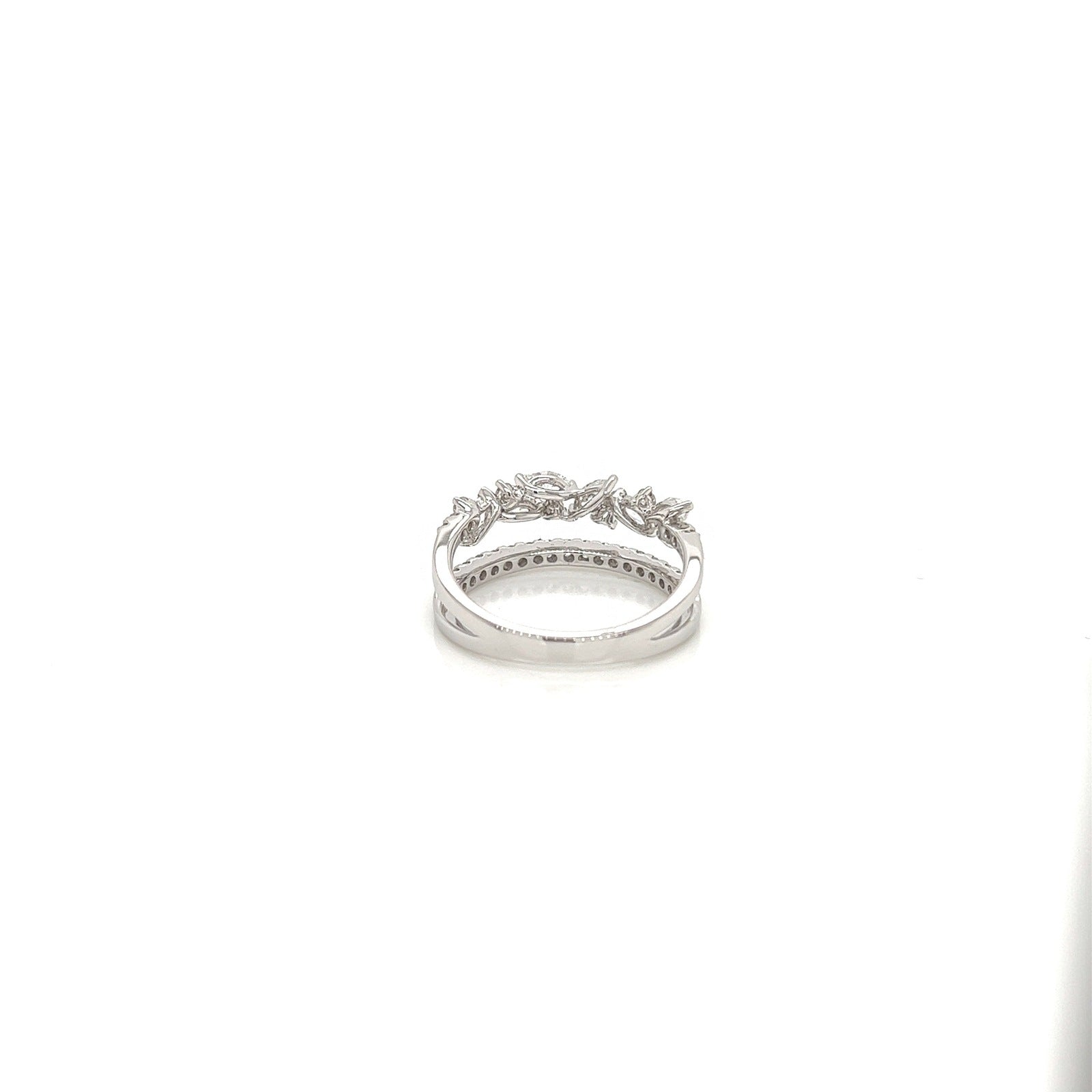 0.88 Total Carat Double Shank White-Gold Mixed Cut Diamond Ring