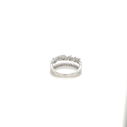 0.88 Total Carat Double Shank White-Gold Mixed Cut Diamond Ring