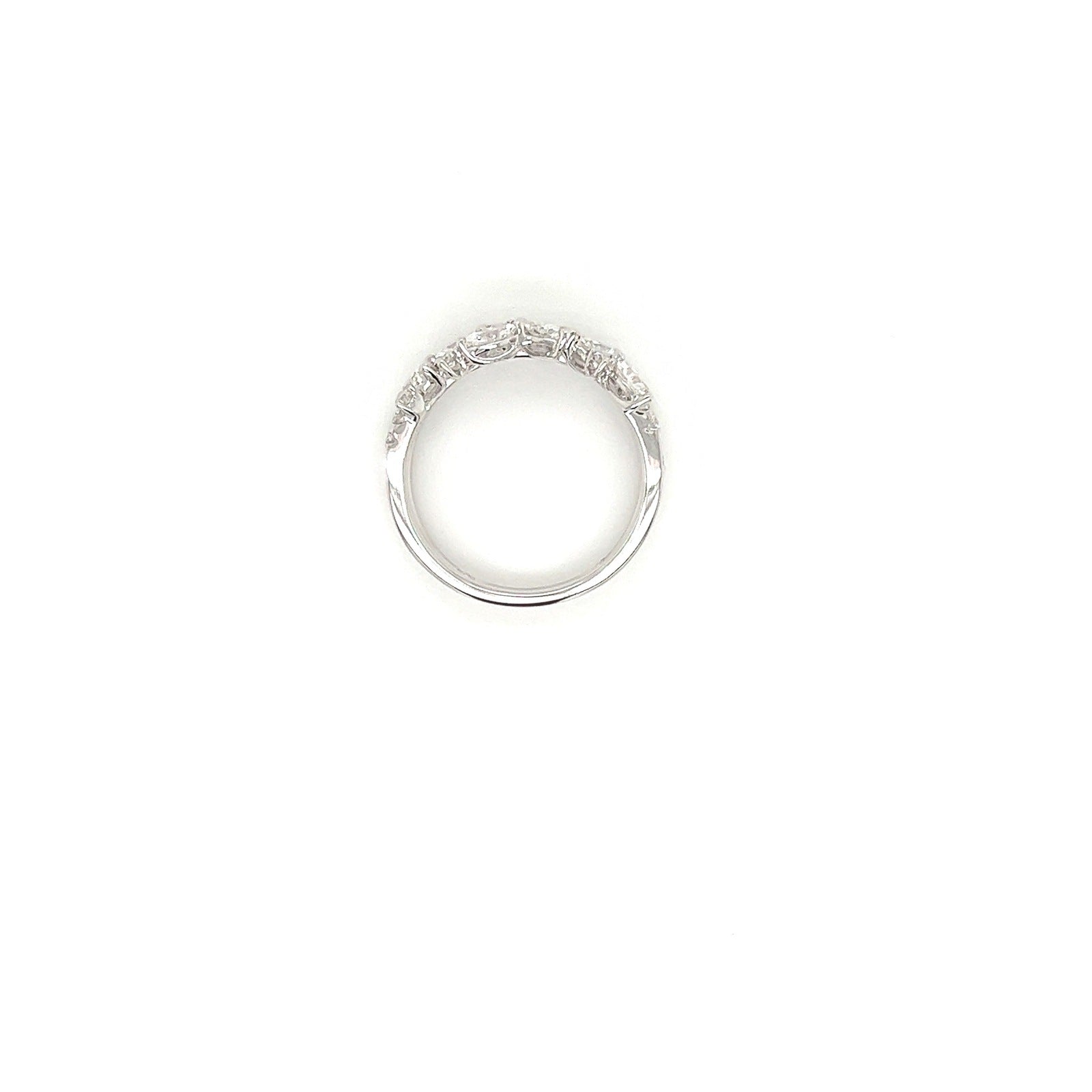 0.88 Total Carat Double Shank White-Gold Mixed Cut Diamond Ring