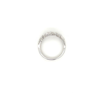 0.88 Total Carat Double Shank White-Gold Mixed Cut Diamond Ring