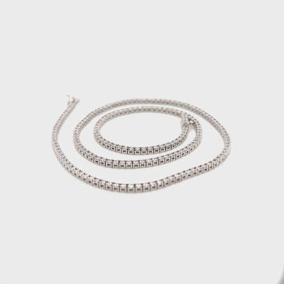 4.66 Carat Diamond Tennis Necklace with Round Diamonds in White Gold