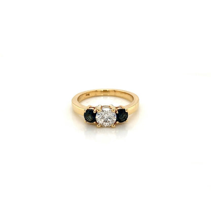0.70Carat Sapphire Ladies Three Stone Diamond Ring