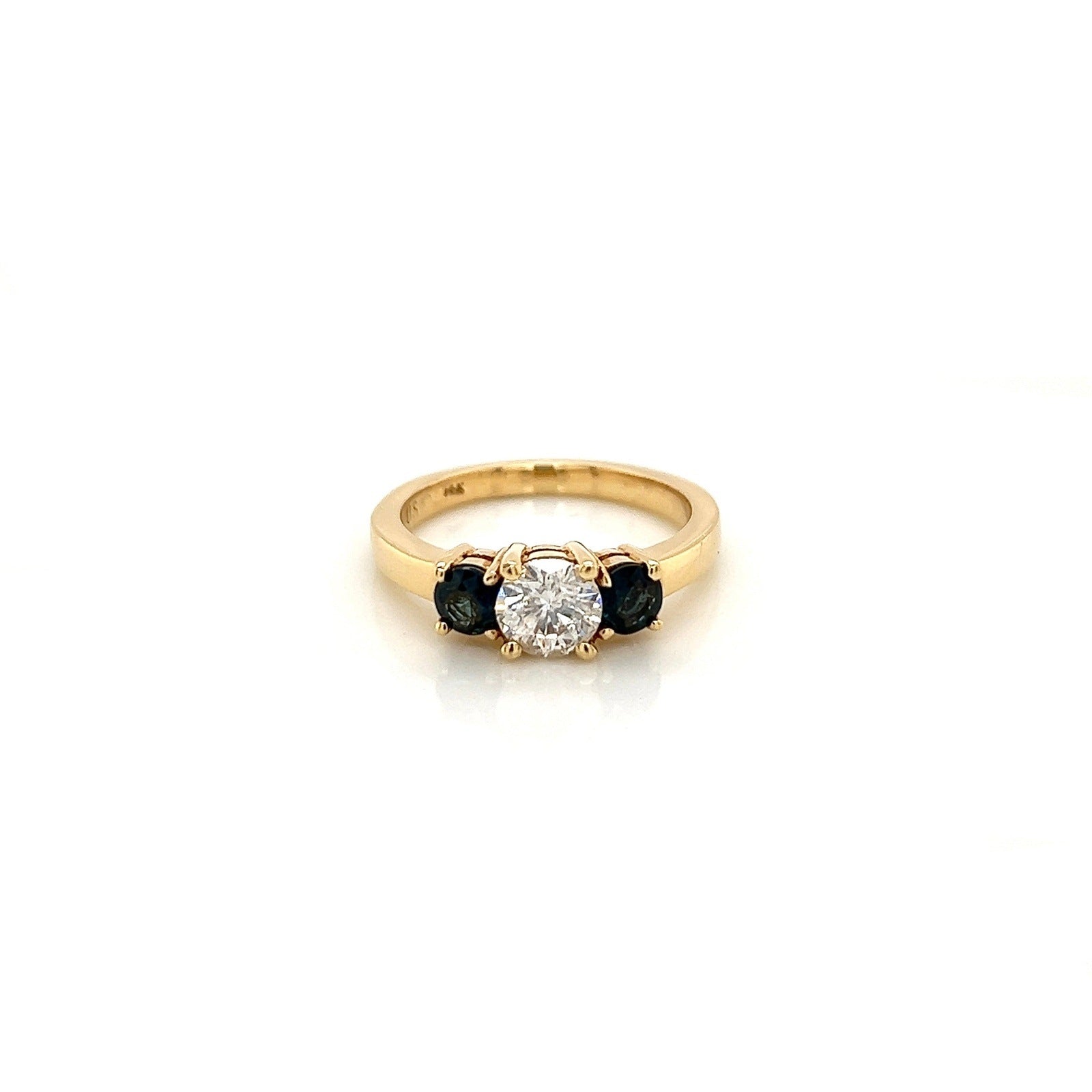 0.70Carat Sapphire Ladies Three Stone Diamond Ring