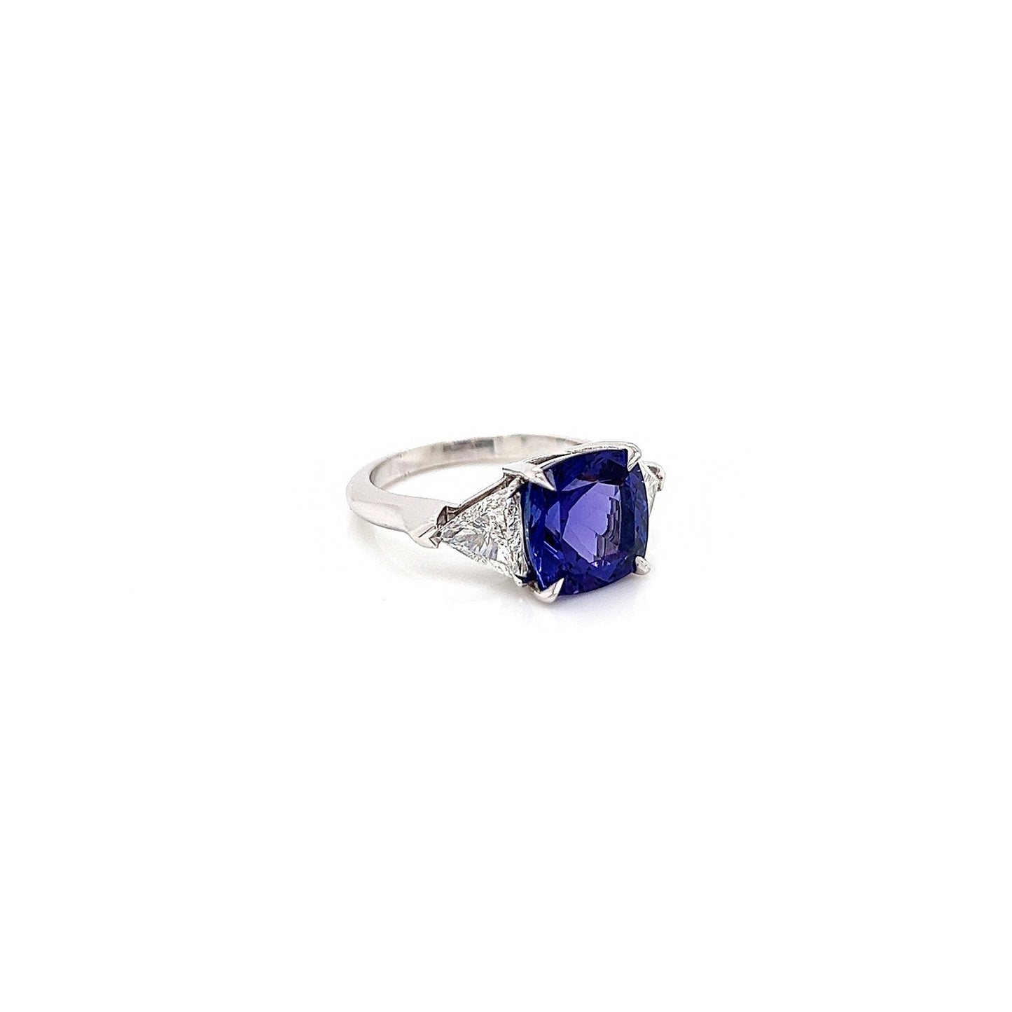 5.18 Total Carat Tanzanite and Diamond Three Stone Ladies Ring