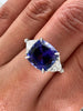 5.18 Total Carat Tanzanite and Diamond Three Stone Ladies Ring