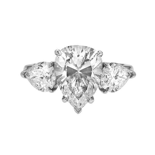 "3STRG01055" Three Stone Pear Shape Diamond Engagement Ring