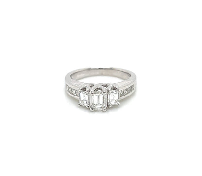 1.30 Total Carat Emerald Cut Three-Stone Engagement Ring H VS2/SI