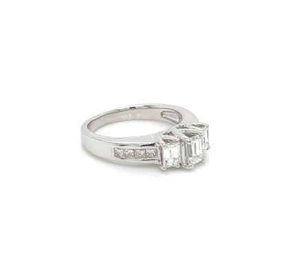 1.30 Total Carat Emerald Cut Three-Stone Engagement Ring H VS2/SI