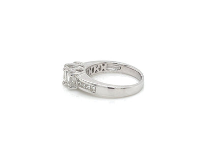1.30 Total Carat Emerald Cut Three-Stone Engagement Ring H VS2/SI