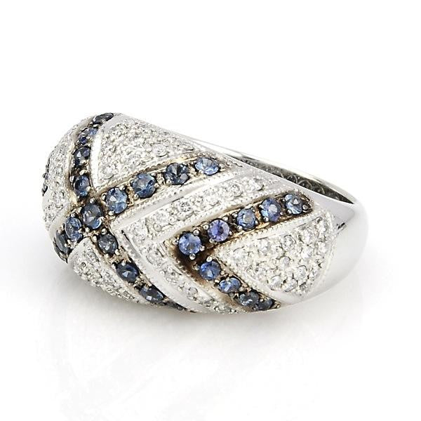 "LADRG01126" Sapphire And Diamond Fashion RingIn 14k White Gold