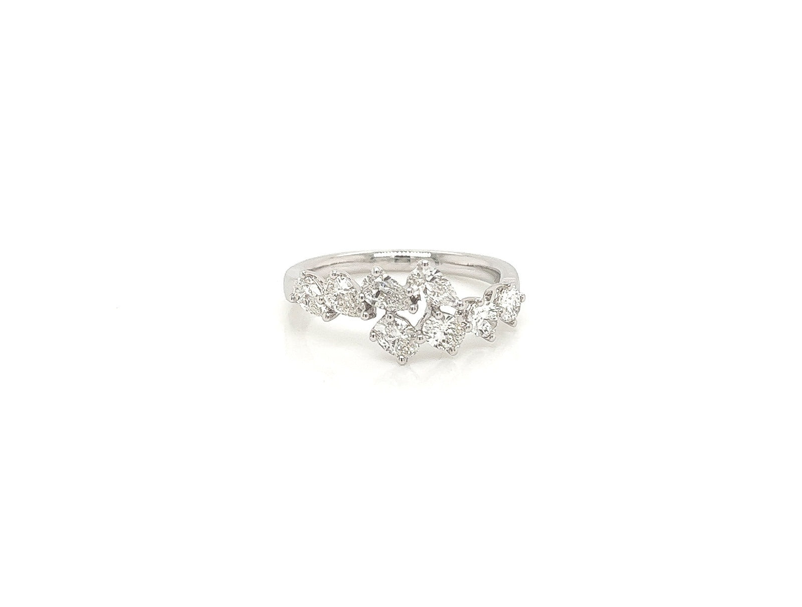 1.08 Total Carat Oval and Pear Cut, Split Shank Diamond Ring