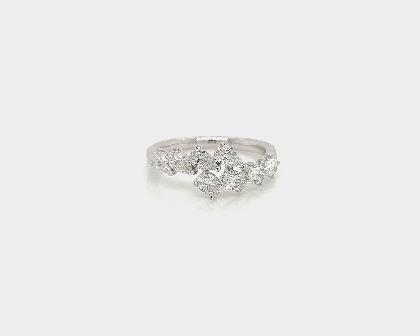 1.08 Total Carat Oval and Pear Cut, Split Shank Diamond Ring