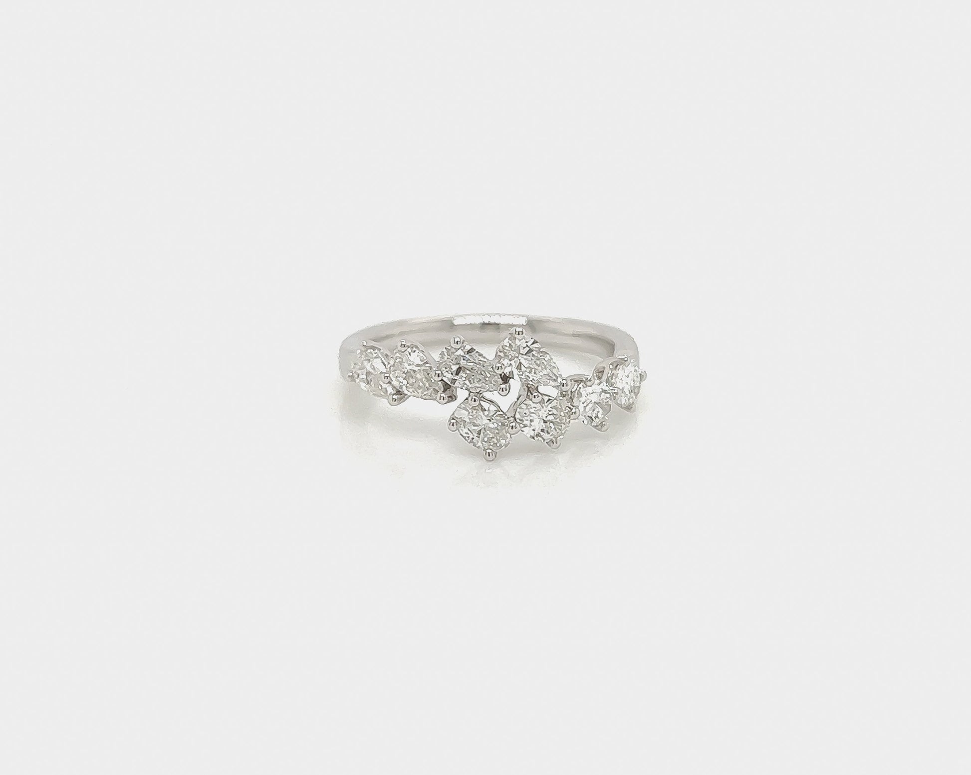 1.08 Total Carat Oval and Pear Cut, Split Shank Diamond Ring