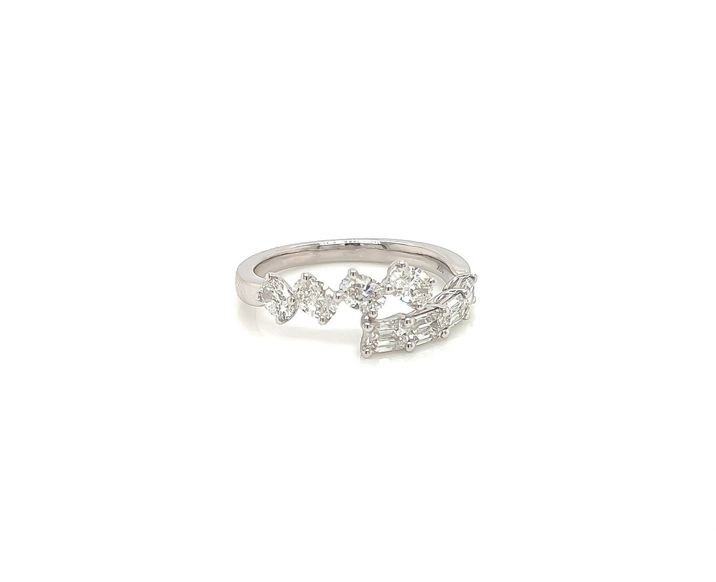 1.22 Total Carat Oval and Emerald Cut, Split Shank Diamond Ring