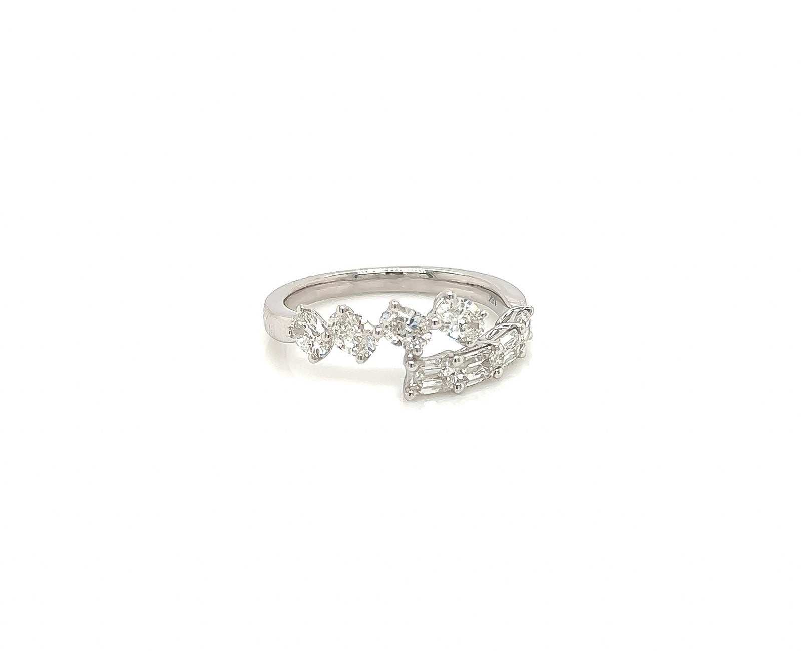 1.22 Total Carat Oval and Emerald Cut, Split Shank Diamond Ring