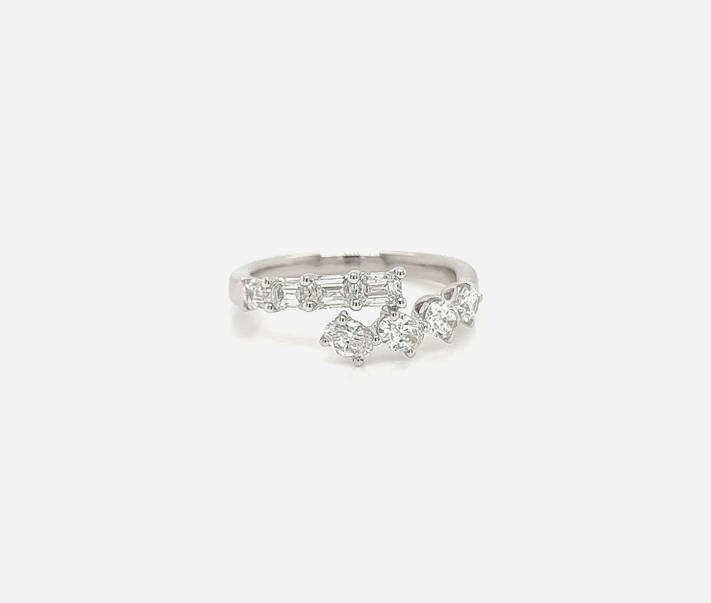 1.22 Total Carat Oval and Emerald Cut, Split Shank Diamond Ring