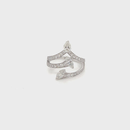 1.37 Total Carat Trio Shank, Three-Stone, White-Gold Diamond Ring