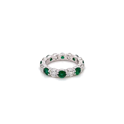3.36 Total Carat Green Emerald and Diamond Ladies Ring