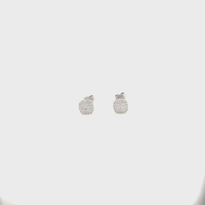 0.42 Carat Cluster Diamond Earrings in White Gold