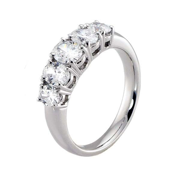 "5STRG01019" Oval Brilliant Five Stone Anniversary Ring in 18K White Gold