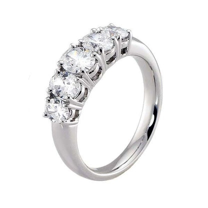 "5STRG01019" Oval Brilliant Five Stone Anniversary Ring in 18K White Gold