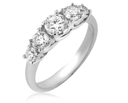 "5STRG01020" Five Stone Diamond Criss Cross Prong Ring in 18K White Gold