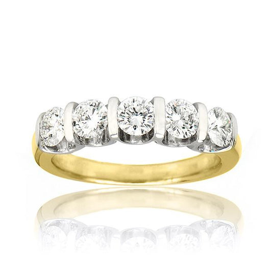 "5STRG01021" 5 Stone Anniversary Band In 14k White/Yellow Gold