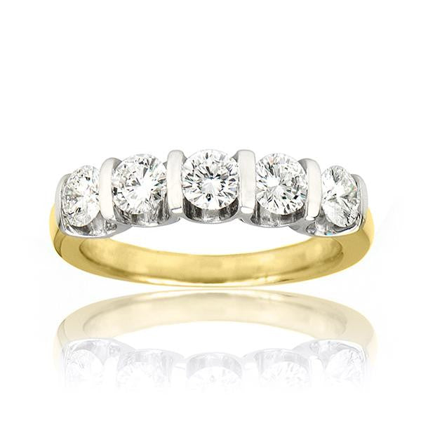 "5STRG01021" 5 Stone Anniversary Band In 14k White/Yellow Gold