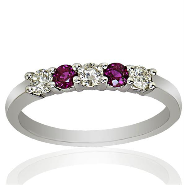 "5STRG01030" Five Stone Ruby and Diamond Band