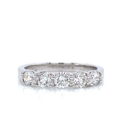 "DBAND01952" 5 Stone Ladies Diamond Wedding Band in 18K White Gold