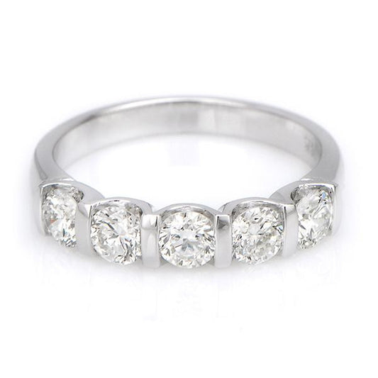 "5STRG01024" Five Stone Diamond Ring In 18k White Gold