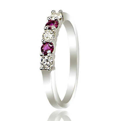 "5STRG01030" Five Stone Ruby and Diamond Band