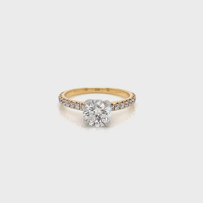 1.51 Total Carat Diamond Engagement in Two-Tone Metal Band