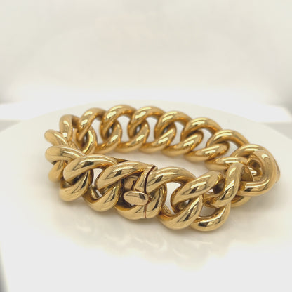 Solid 18K Yellow Gold Italian Made Cuban Link Bracelet 6.5"