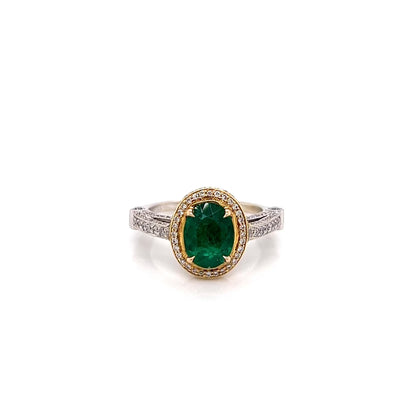 "LADRG01787" Vintage Inspired Green Emerald Ring