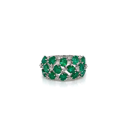 2.74 Total Carat Green Emerald and Diamond Ladies Ring