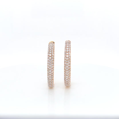 5.42 Carat Oval Hoop Diamond Earrings in 18K Rose Gold