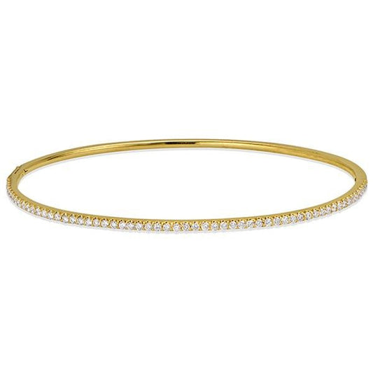 "BANG01054" Diamond Half Way Around Bangle Bracelet In 18k White Gold