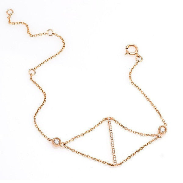 Diamond Vertical Bar chain Bracelet in 14K Rose or Yellow Gold