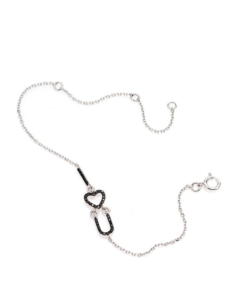 "I Love You" Black Diamonds Bracelet in 14K White Gold